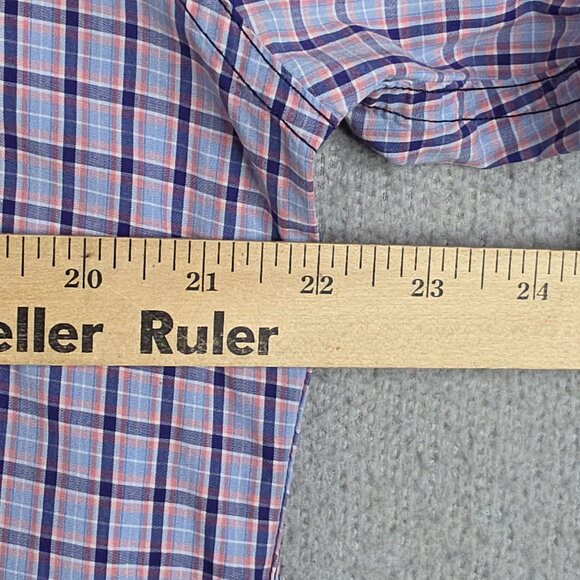 Billy Reid Shirt Men Size Large Purple Windowpane Plaid Long Sleeve Cotton Fit 2 - Picture 8 of 13